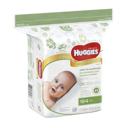 Huggies Huggies Baby Wipes Natural Care Fragrance Free Refill 184 Count, PK3 31816